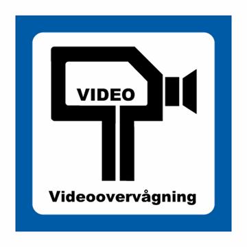 Videoovervågning - skilt med tekst